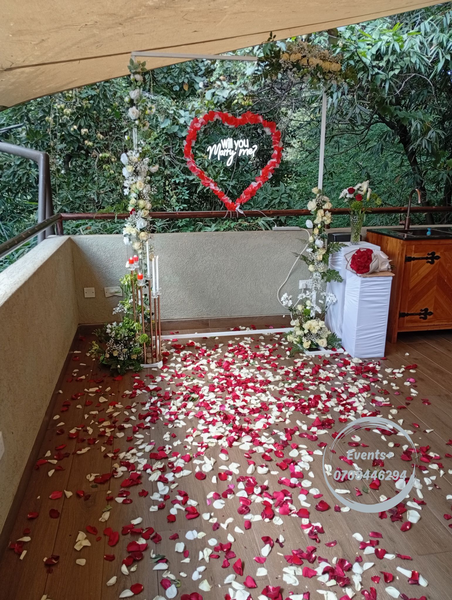 Marriage proposal decor at Hotel Boulevard Nairobi